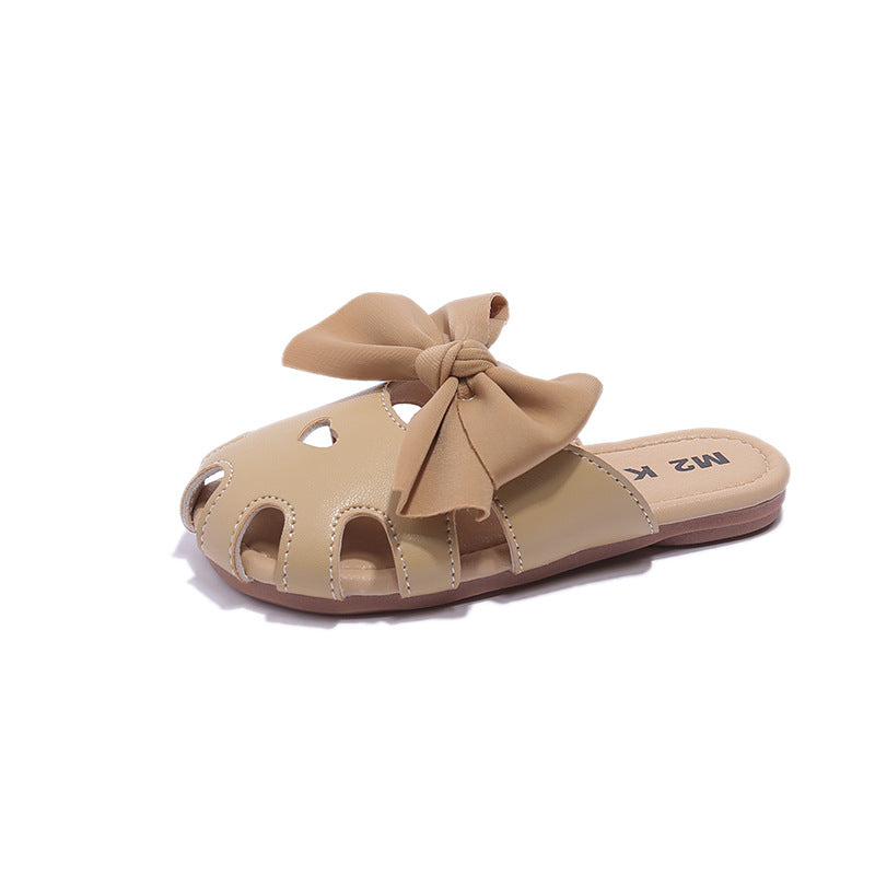 Children Kids Baby Fashion Girls Hollowed Out Bow Casual Outdoor Slippers Shoes