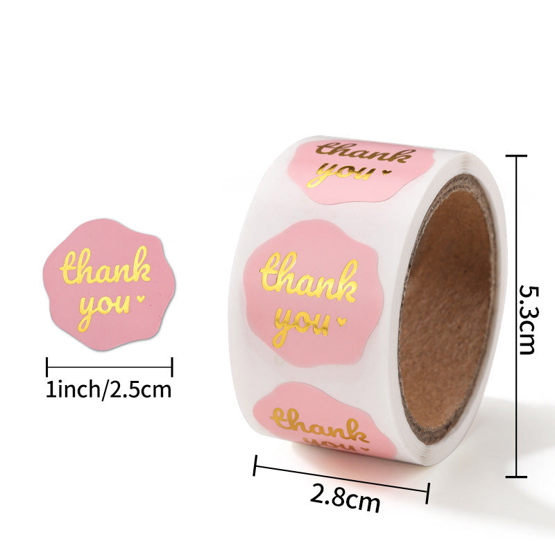 150/Roll Bronzing Thank You Gift Box Packaging Decorative Sticker