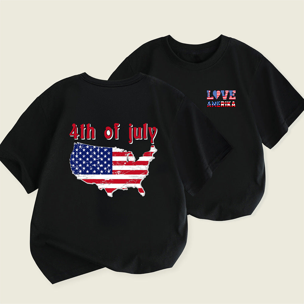 Kids Toddler Boys Girls Independence Day Print Short Sleeve T-Shirt