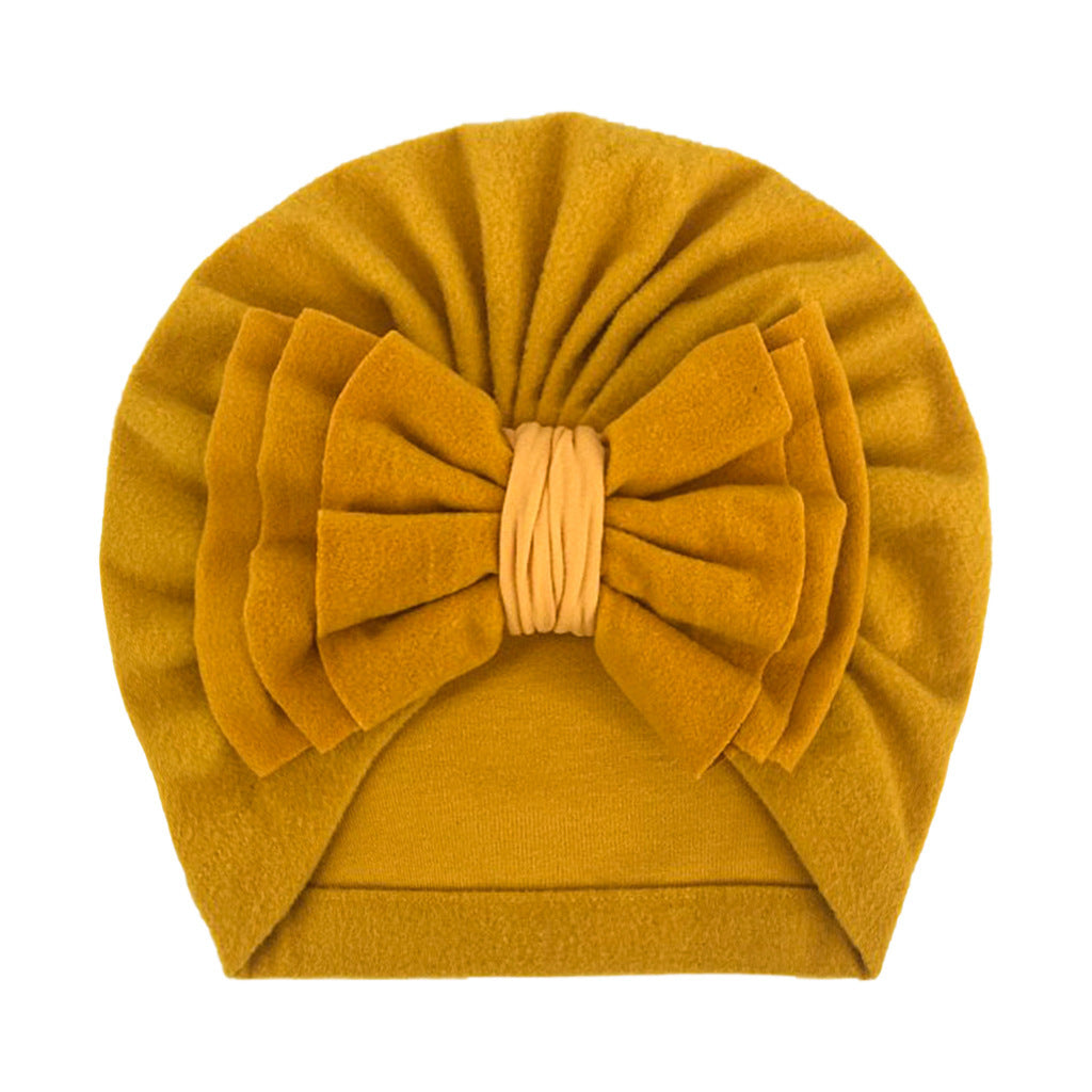 Newborn Cute Solid Color Bow Turban Cap