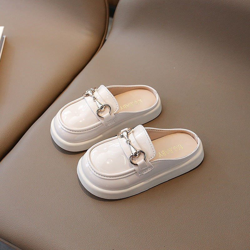 Kids Girls Fashion Casual Cute Flat Sling Back PU Slippers