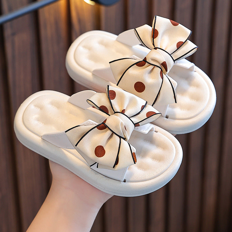 Kids Girls Casual Cute Bow Thick-Soled Slippers
