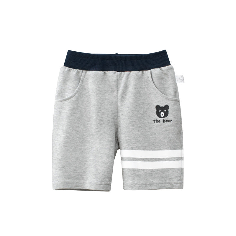 Kids Boys Casual Cartoon Bear Letter Embroidery Sport Shorts