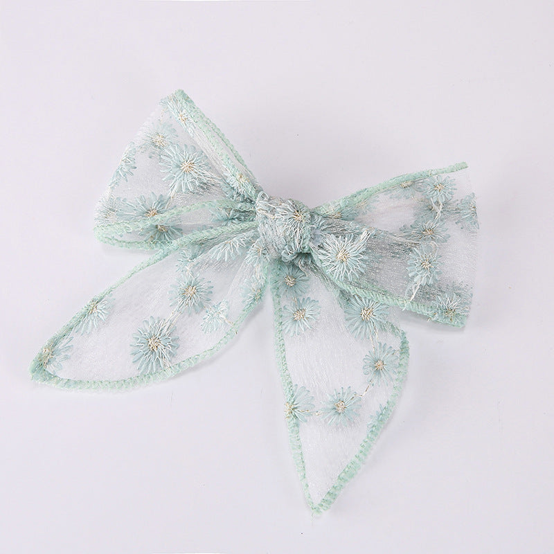 Toddlers Newborn Kid Baby Fashion Girls Bowknot Embroidery Hairpin Hair Accessories