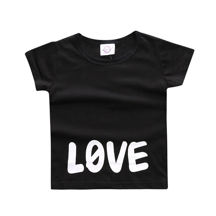 Baby Casual Round Neck Short Sleeve Letter Pattern T-shirt