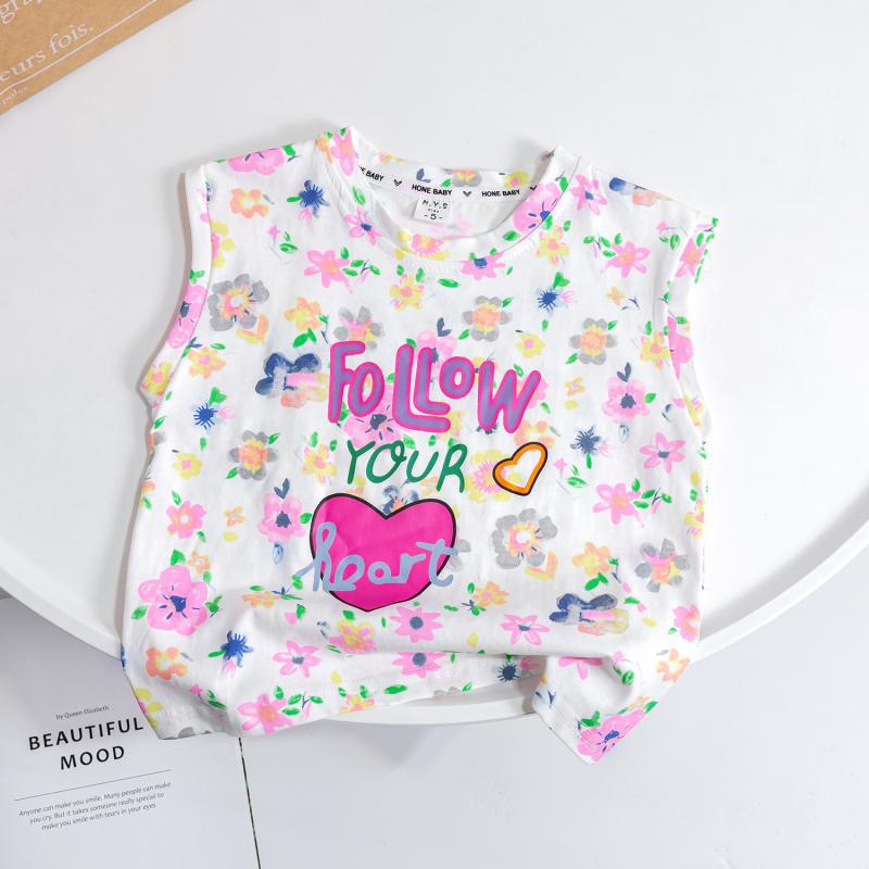 Children Kids Toddlers Girls Cartoon Print Sleeveless Vest