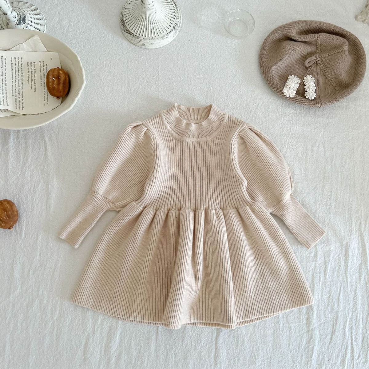 Autumn And Winter Children'S Fashion Knitted Solid Color Dress