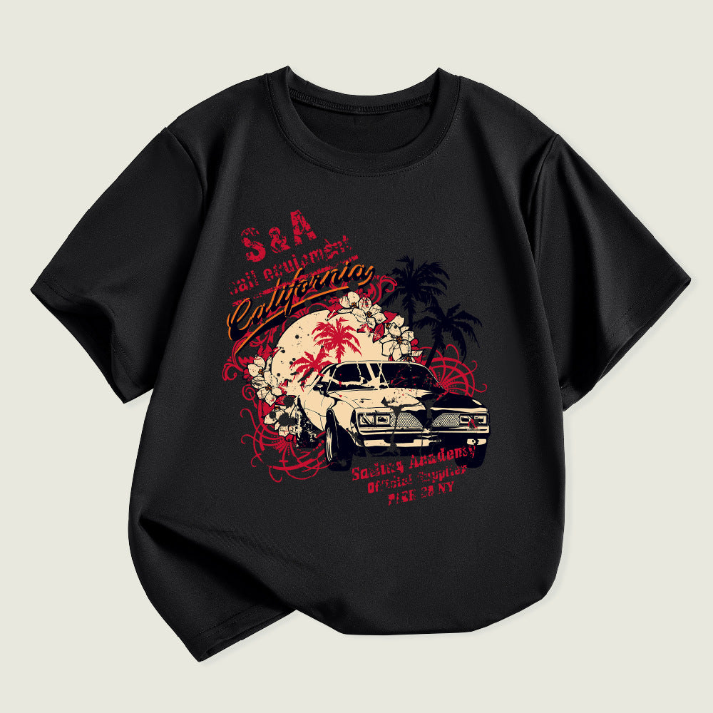 Kids Toddler Boys Girls Car Print Short Sleeve T-Shirt