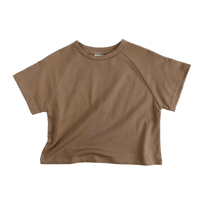 Children Kids Toddlers Girls Boys Boys Short Sleeve Solid Color T-Shirt