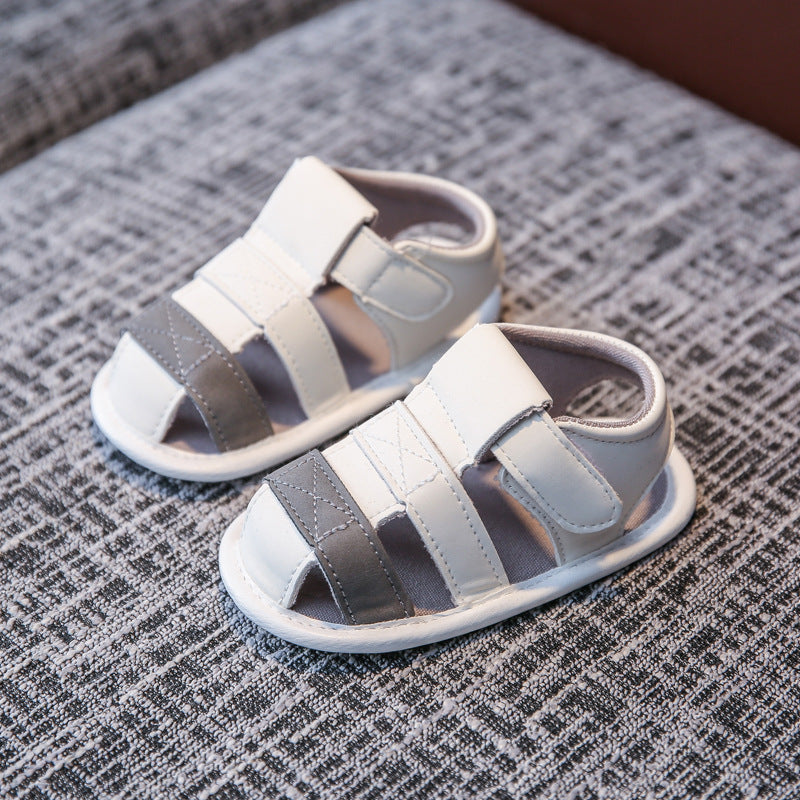 Baby Basic Color Blocking Soft Bottom Velcro Sandals
