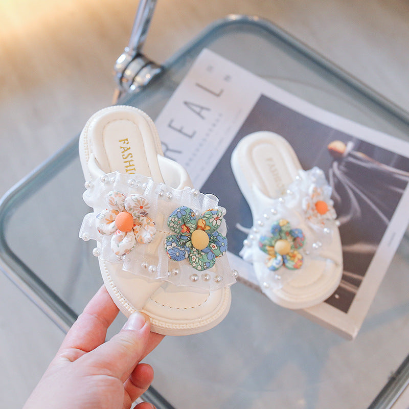 Children Kids Baby Fashion Girls Soft Bottom Floral Slippers Outdoor Casual Shoes