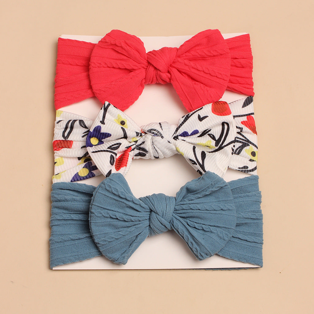 3pcs Spring Summer Baby Headscarf Children Cute Hair Bow Accessories
