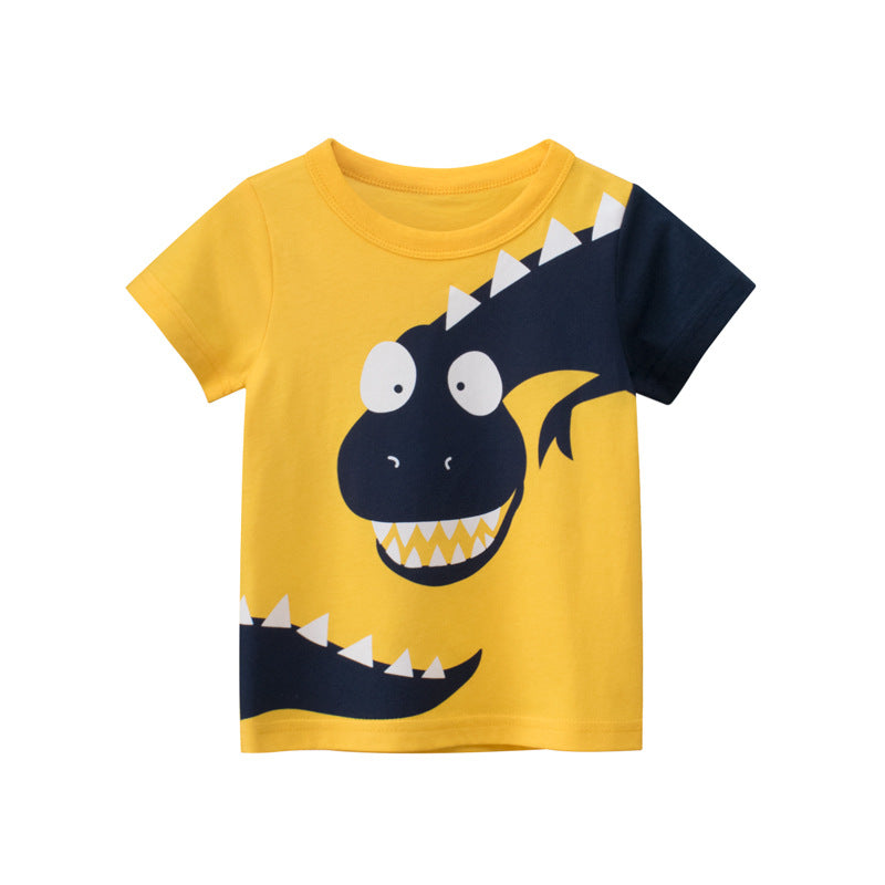 Children Cute Boy'S Cartoon Dinosaur Print Short-Sleeved T-Shirt