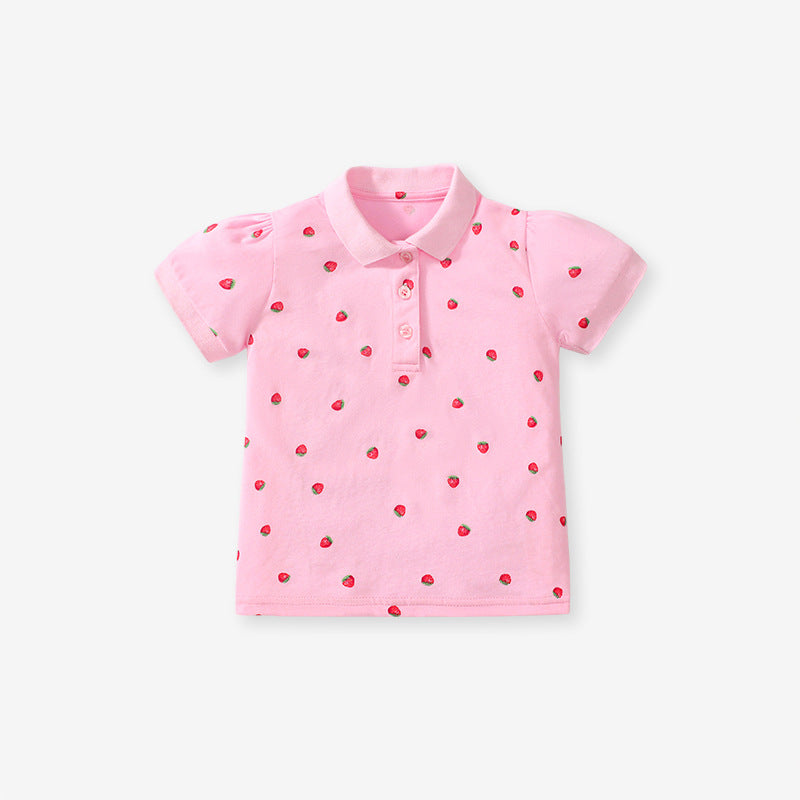 Kids Toddler Girls Casual Cute Short Sleeve Lapel POLO Shirt
