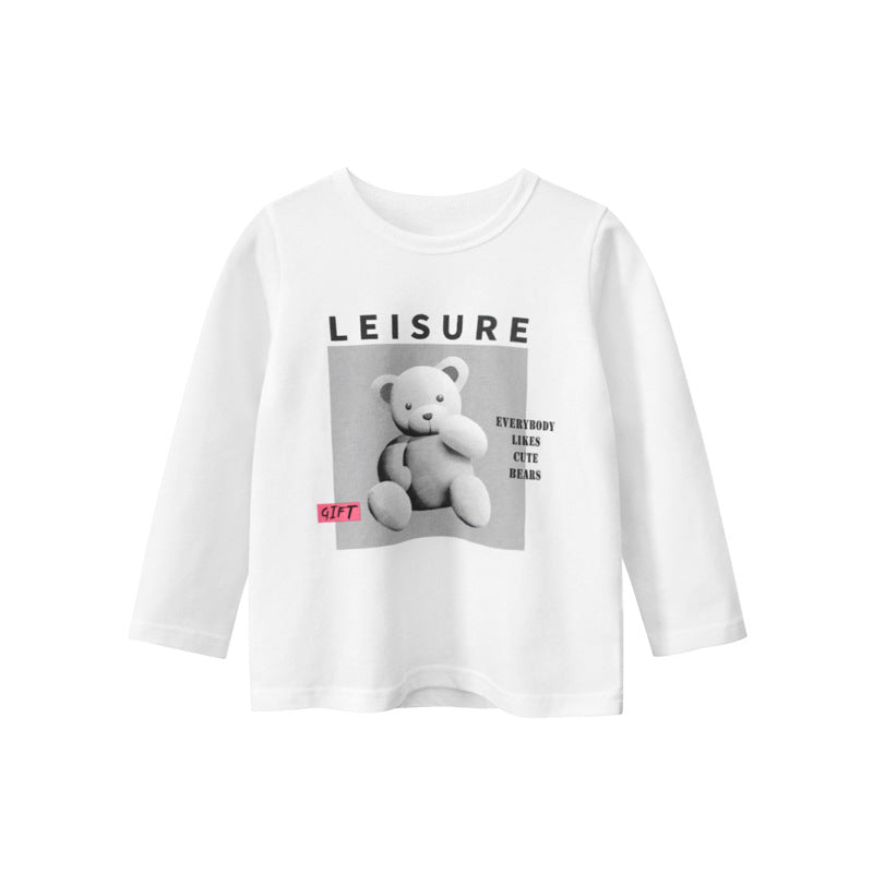 Kids Toddler Girls Casual Cute Versatile Cartoon Letters Print Long Sleeve Round Neck T-Shirt