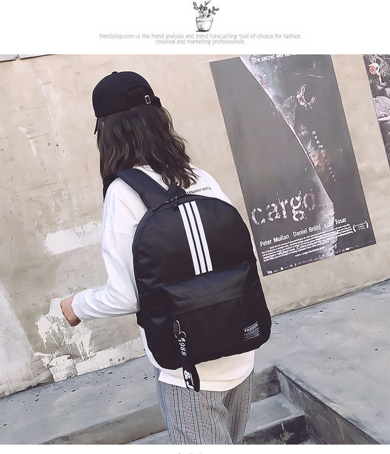 Children Fashion Simple Girls Boys Color Matching Canvas Backpack School Bag