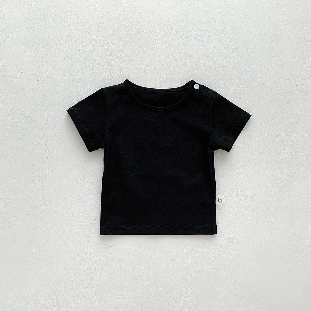 Kids Baby Casual Solid Color Cotton Short-Sleeve T-Shirt