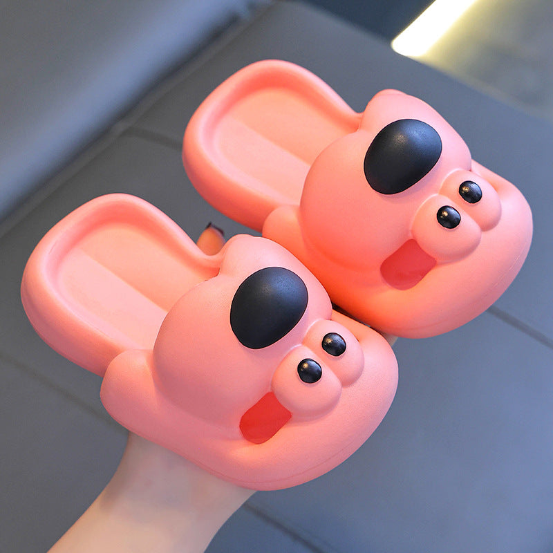 Kids Unisex Cute Cartoon Puppies Thick-Soled Cover Toe Slippers