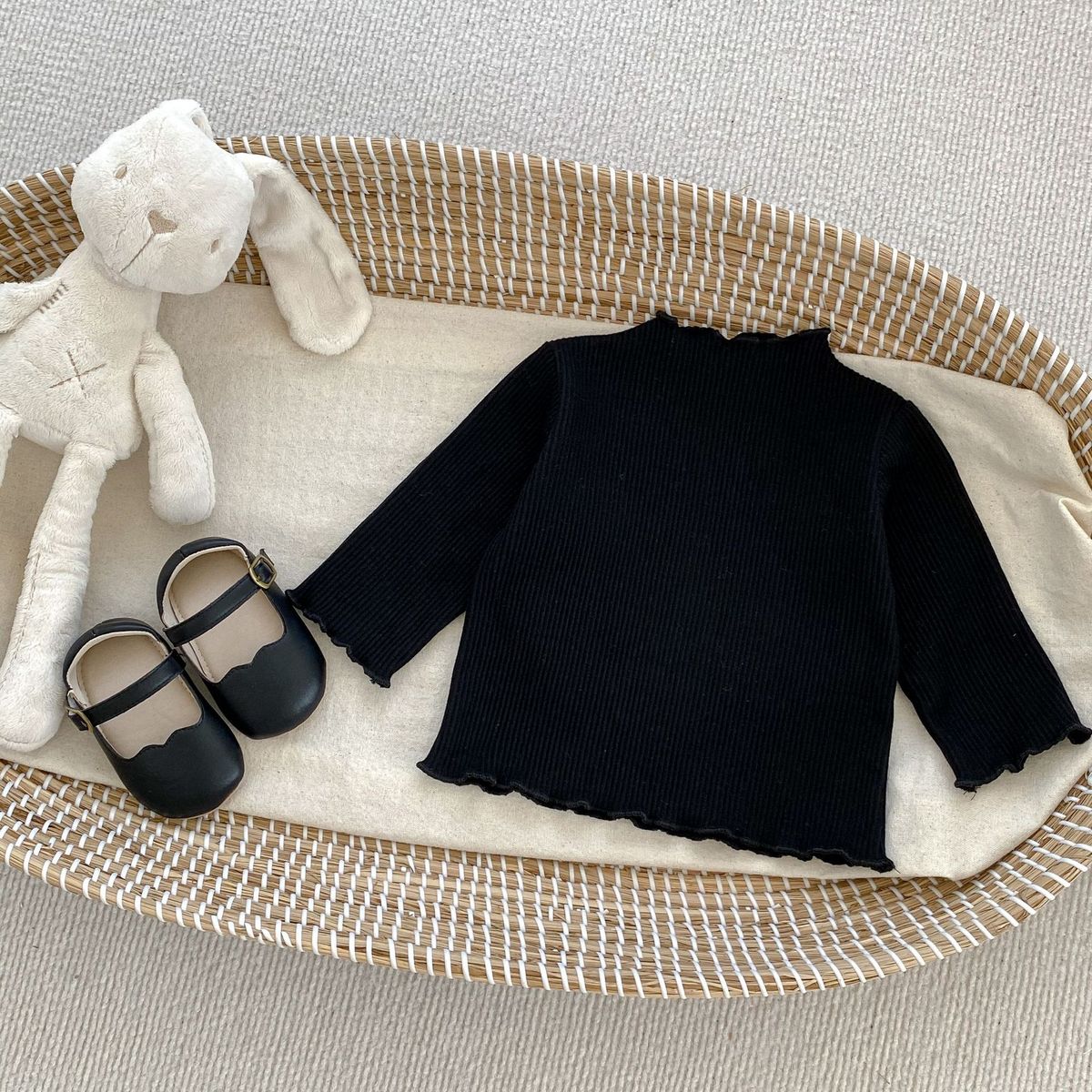 Kids Baby Girls Solid Color Stripe Long Sleeve Top