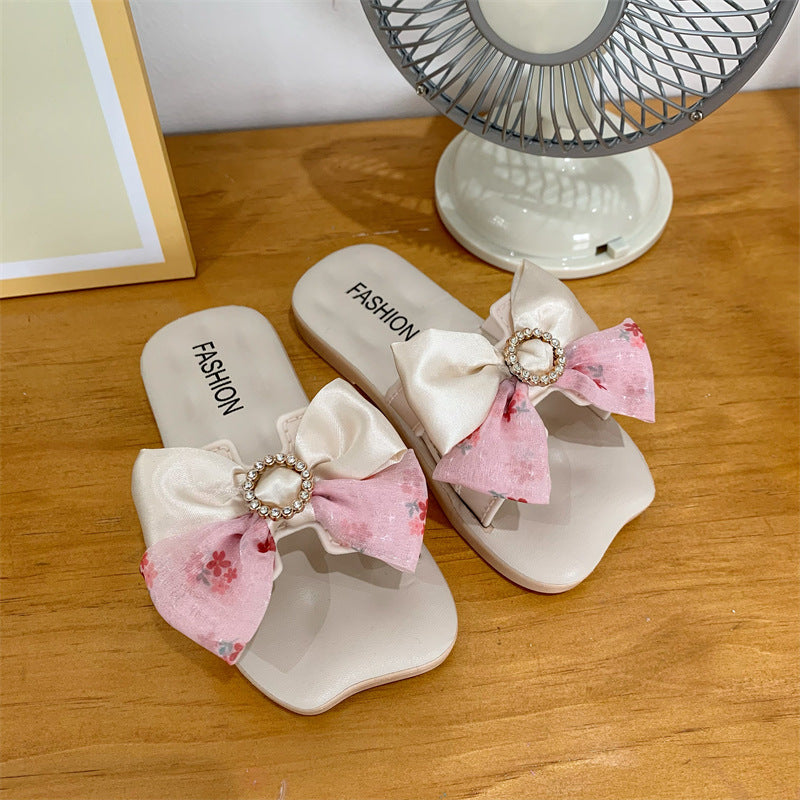 Kids Girls Casual Cute Bow Flat Slippers