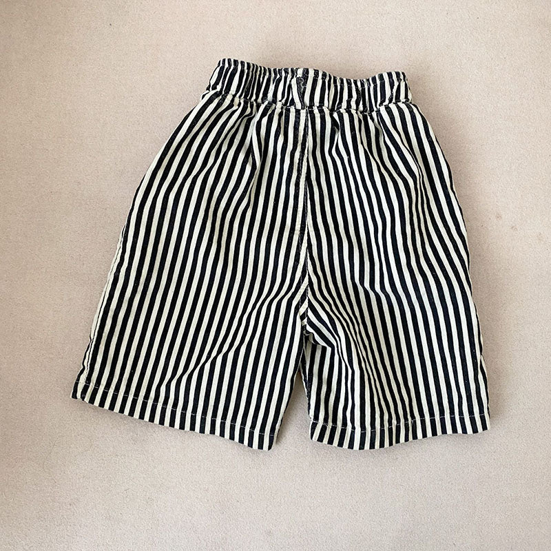 Kids Casual Stripe Elastic Loose Shorts