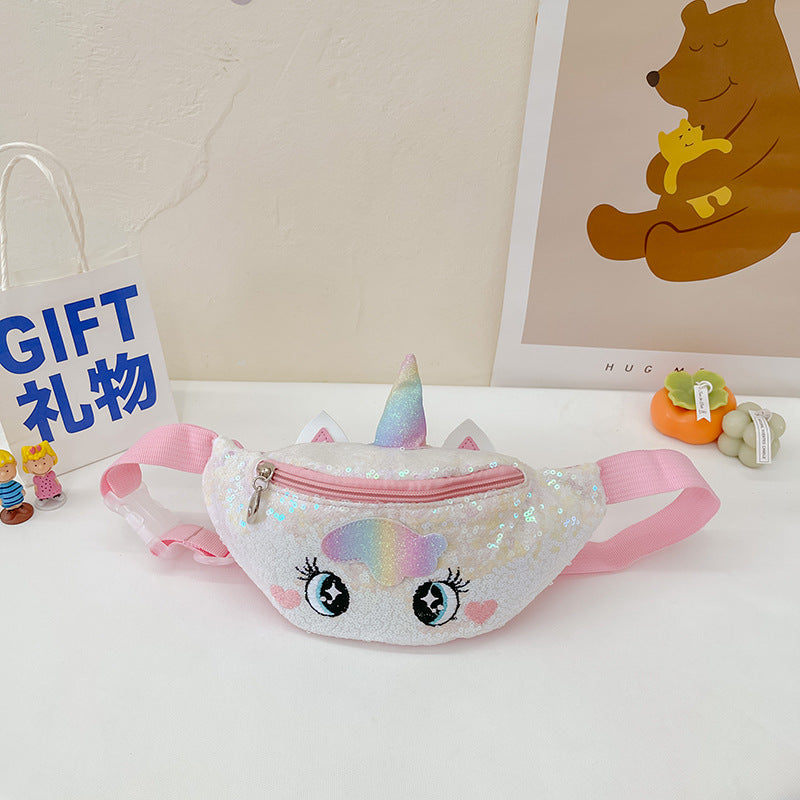 Kids Casual Cute Cartoon Sequins Waist Chest Bag