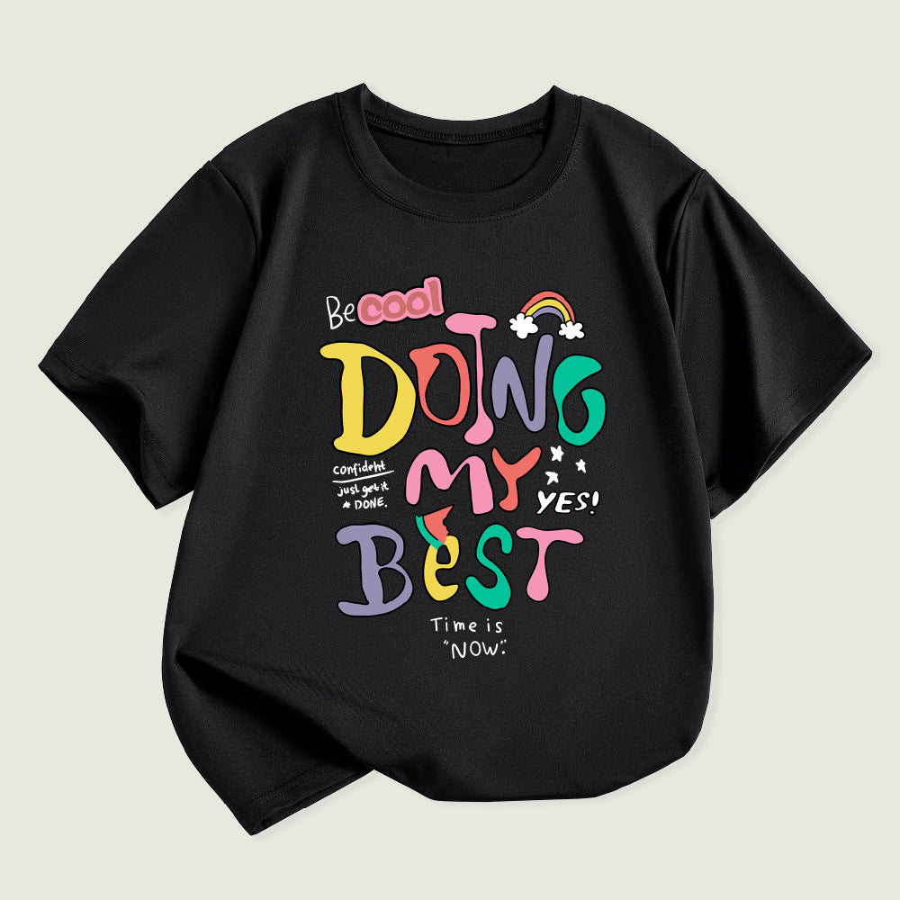 Kids Toddler Boys Girls Alphabet Print Short Sleeve T-Shirt