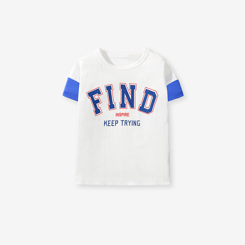 Kids Toddler Boys Casual Alphabet Short Sleeve T-Shirt