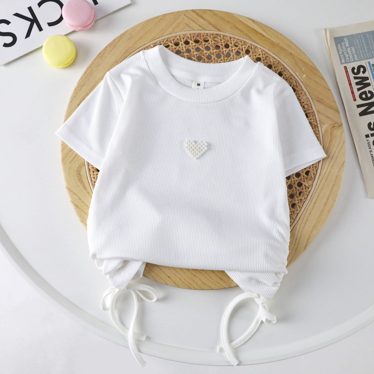 Kids Toddler Girls Casual Cute Sweet Flower Puff Sleeve Round Neck T-Shirt