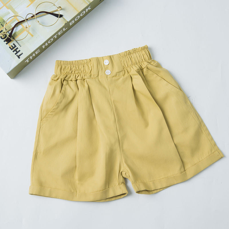 Girls Simple Solid Color Shorts