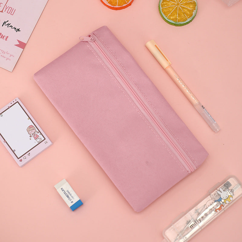 Fashion Simple Solid Color Oxford Cloth Zipper Pencil Bag