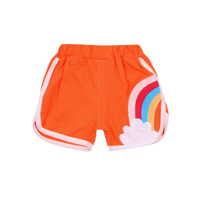 Kids Girls Casual Rainbow Pattern Sporty Elastic Waist Shorts