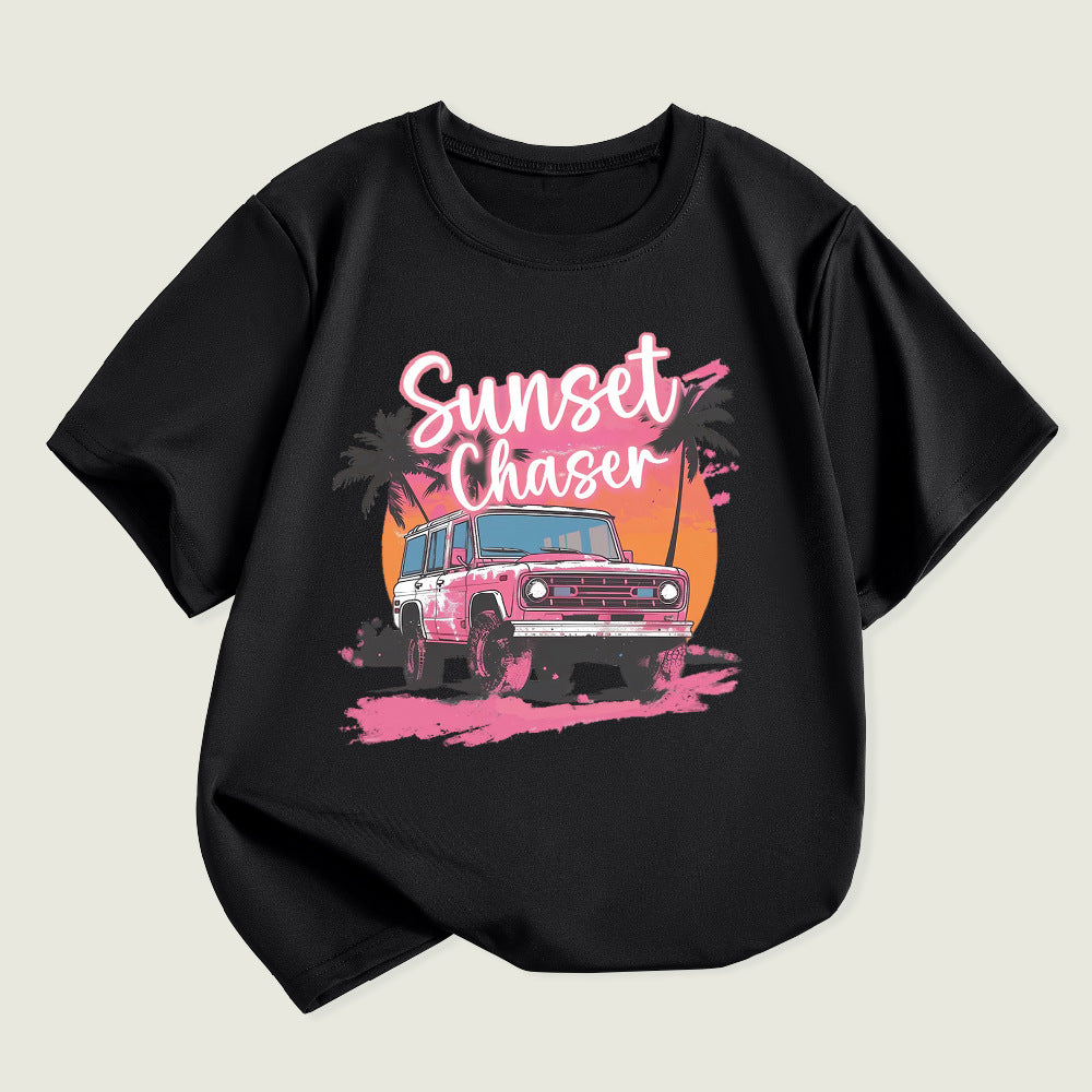 Kids Toddler Boys Girls Car Print Short Sleeve T-Shirt
