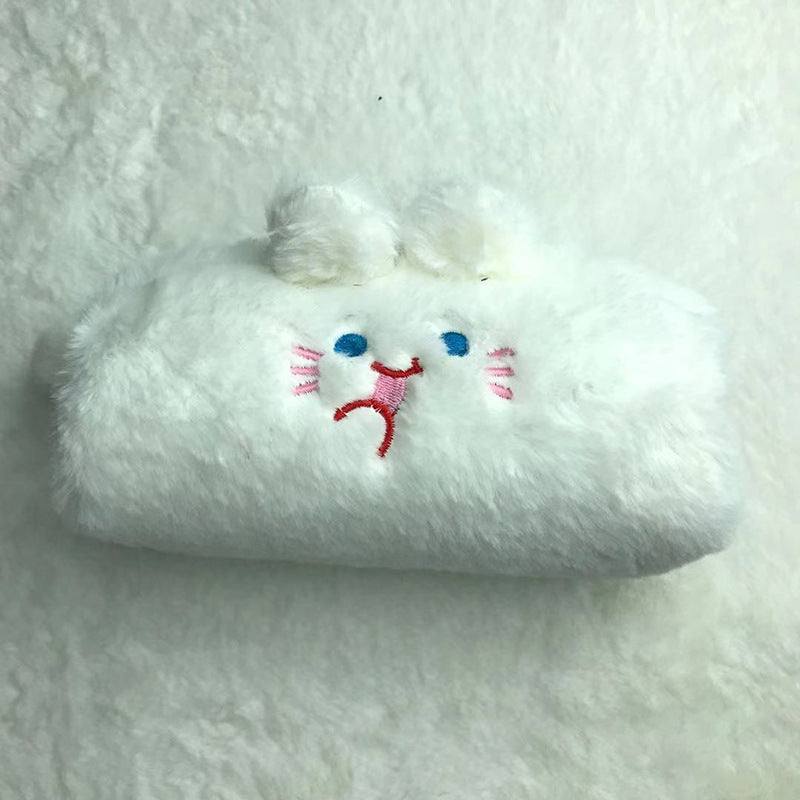 Fashion Cute Cartoon Bear Rabbit Plush Large Capacity Pencil Bag
