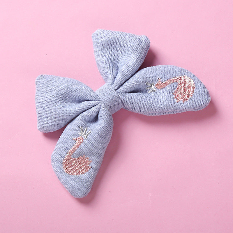 Toddlers Newborn Kid Baby Fashion Girls Bowknot Embroidered Hairpin Hair Accessories