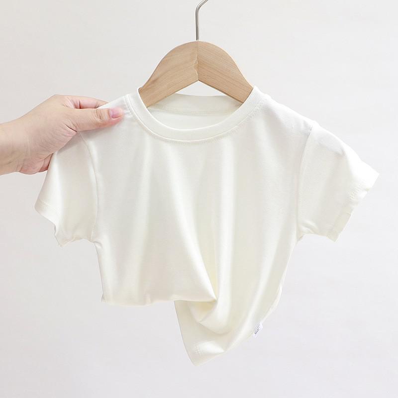 Kids Casual Roun Neck Short Sleeve Loose Basic T-shirt