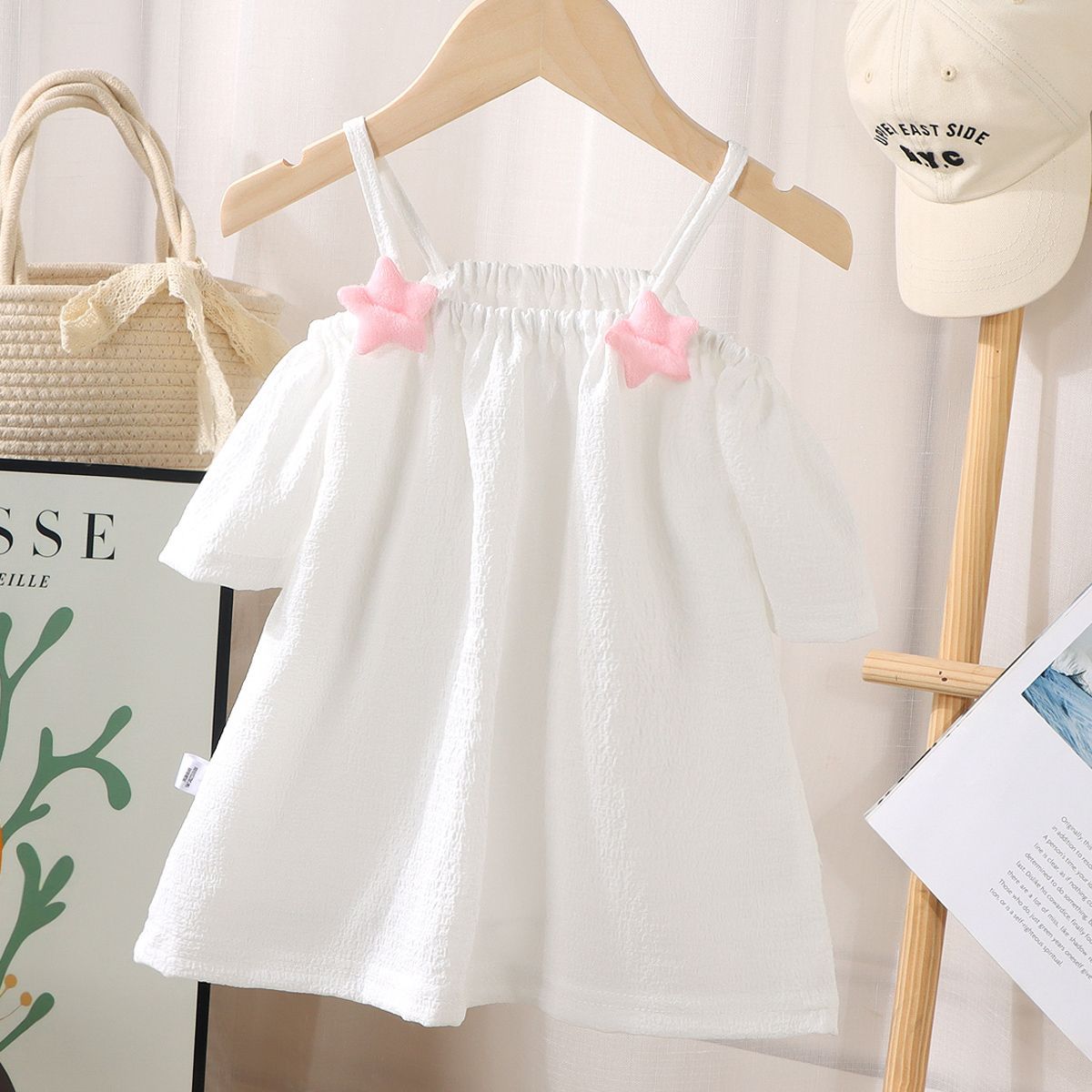 Toddler Girl Short-Sleeved Summer Off-Shoulder Blouse