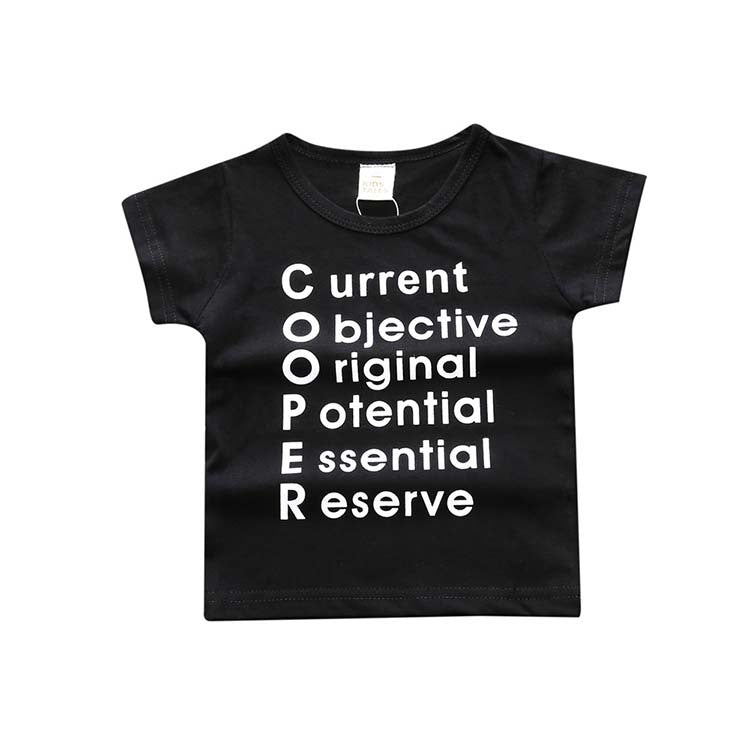 Baby Casual Round Neck Short Sleeve Letter Pattern T-shirt