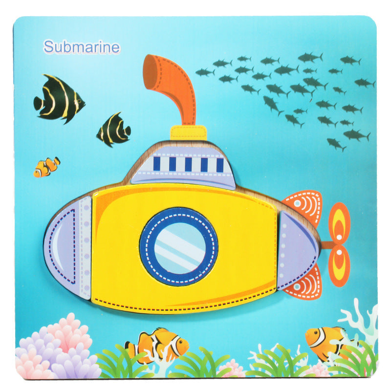 1-3 To Early Education Wooden Children'S Educational Cartoon Animal Three-Dimensional Puzzle