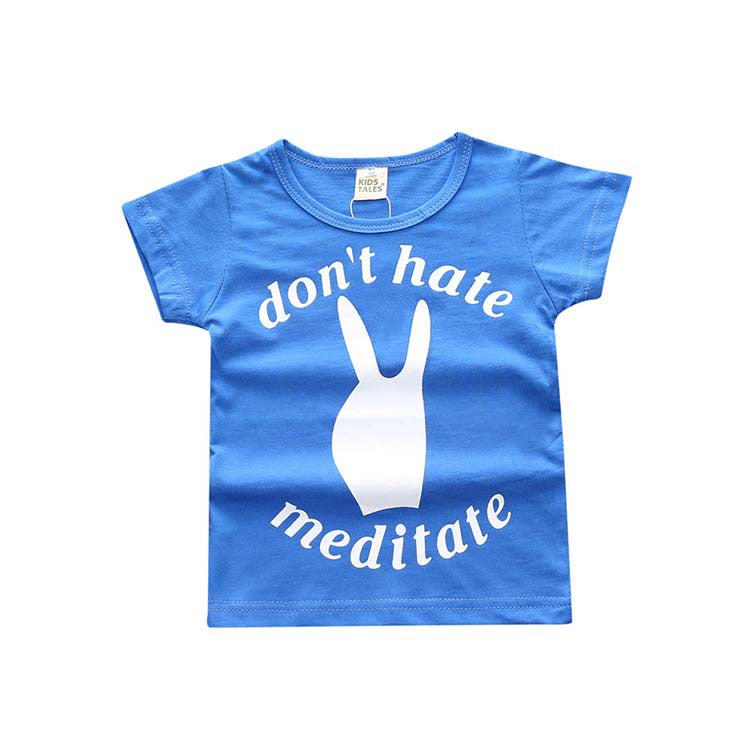 Baby Casual Round Neck Short Sleeve Letter Pattern T-shirt