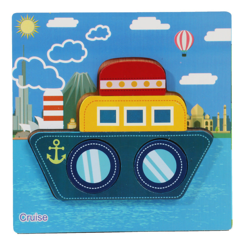 1-3 To Early Education Wooden Children'S Educational Cartoon Animal Three-Dimensional Puzzle