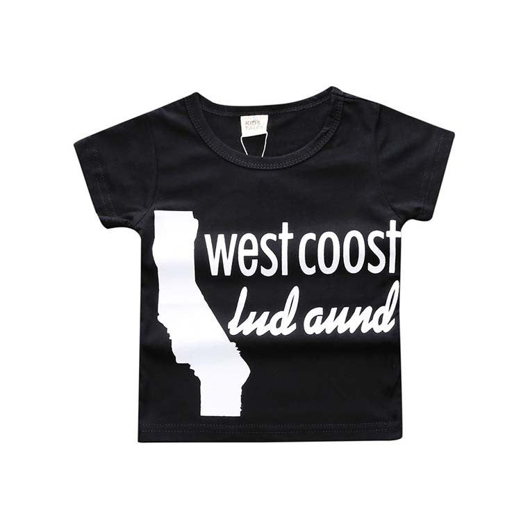 Baby Casual Round Neck Short Sleeve Letter Pattern T-shirt