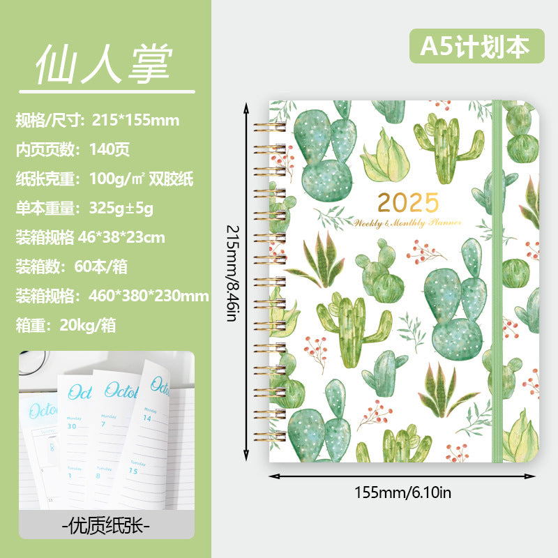 2025 Flowers English Plan Coil Notebook