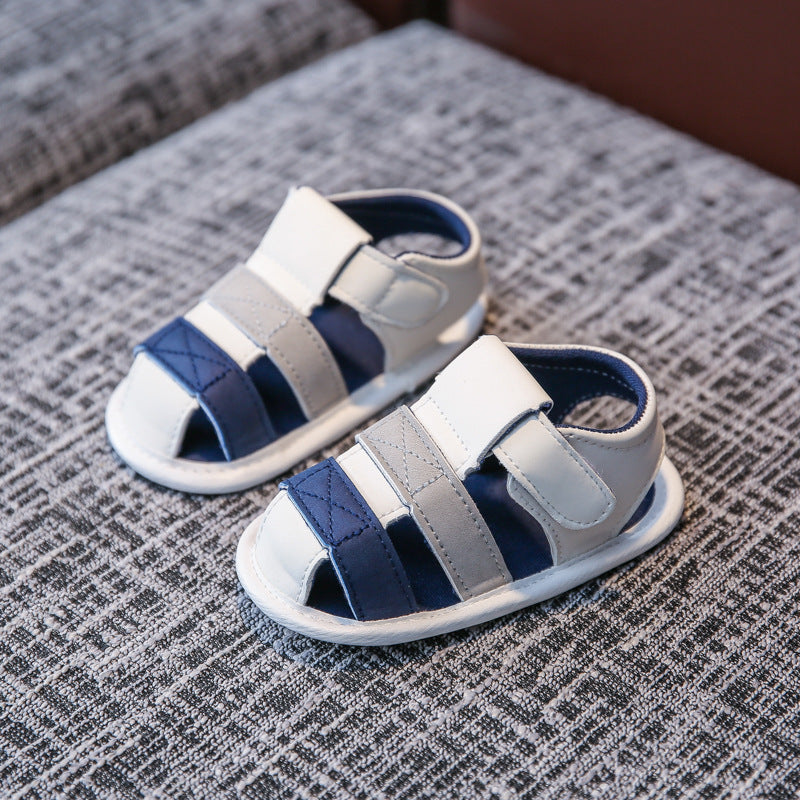 Baby Basic Color Blocking Soft Bottom Velcro Sandals