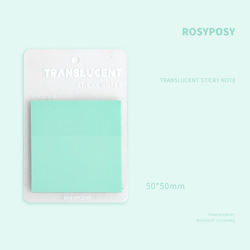 50pcs PET Self-Adhesive Transparent Waterproof Pastel Color Memo Pads
