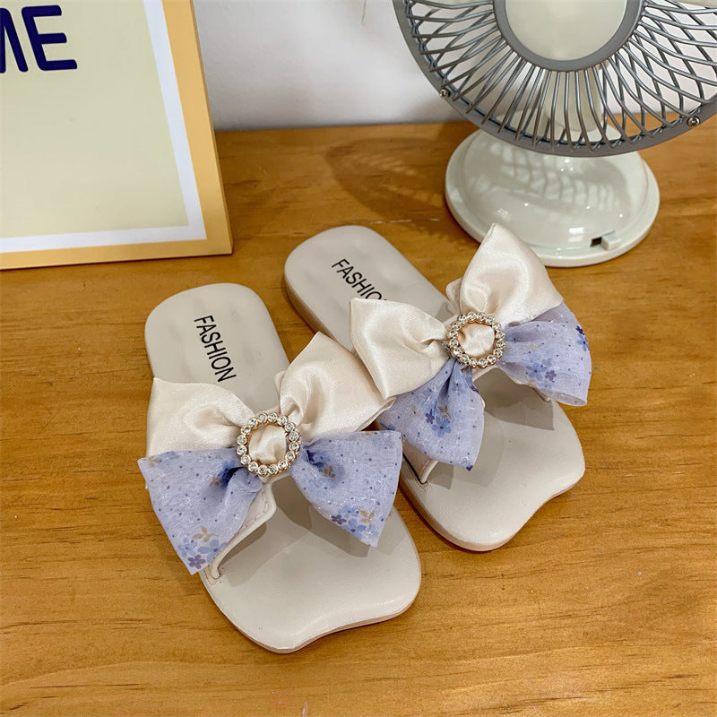 Kids Girls Casual Cute Bow Flat Slippers