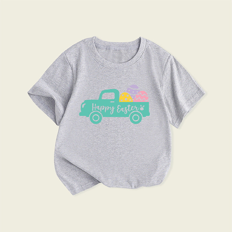 Kids Toddler Boys Girls Casual Cute Easter Egg Print Short Sleeve T-Shirt