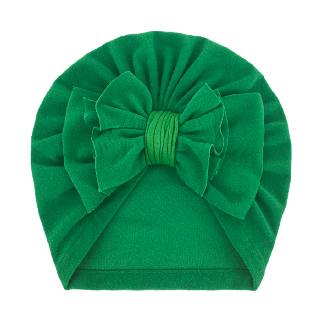 Newborn Cute Solid Color Bow Turban Cap