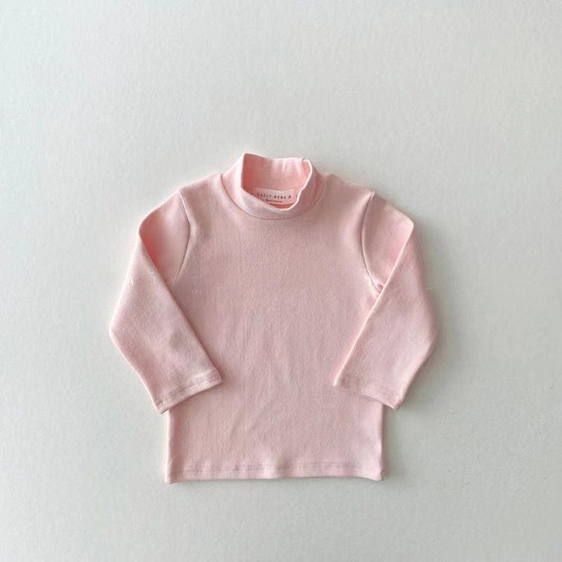 Children Kids Baby Fashion Girls Casual Basic Long Sleeve Half-High Collar T-Shirt Top