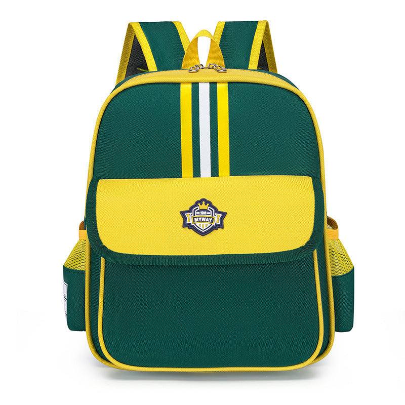 Children Fashion Waterproof Girls Boys Color Matching Canvas Backpack School Bag